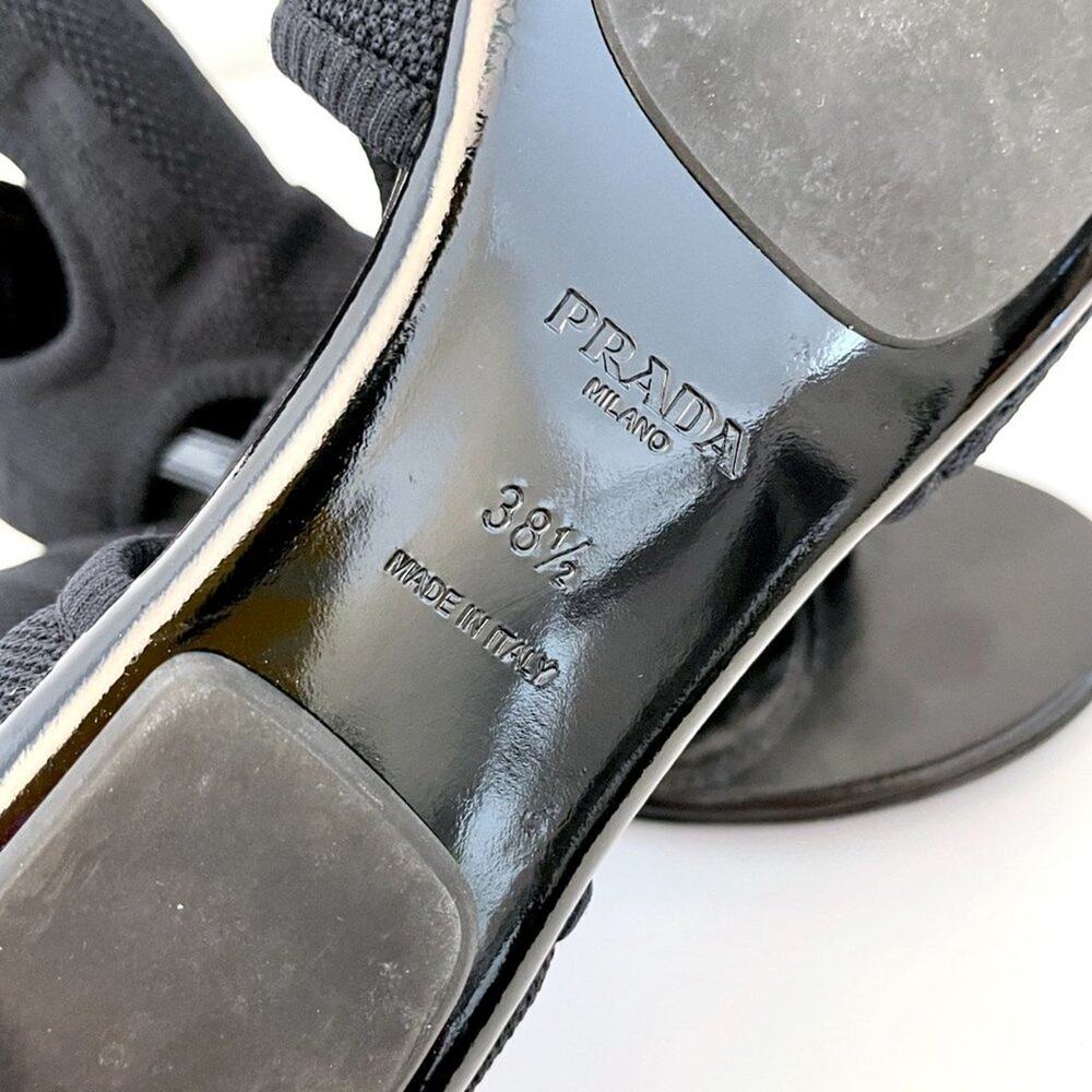 Prada Knitted Black Stretch Sock Flat Sandals Cutouts - Picture 12 of 13